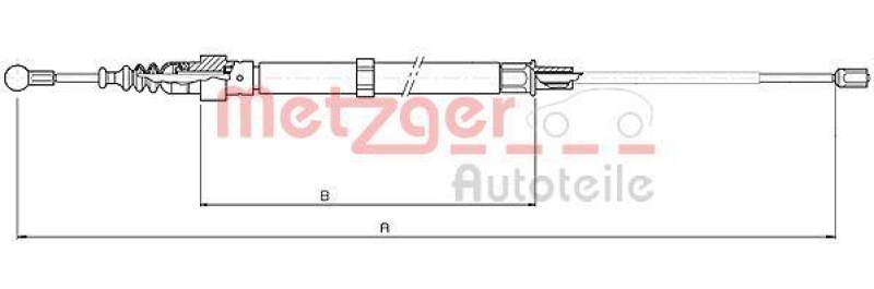 METZGER 10.7508 Seilzug, Feststellbremse für AUDI/SEAT/SKODA/VW hinten links/rechts