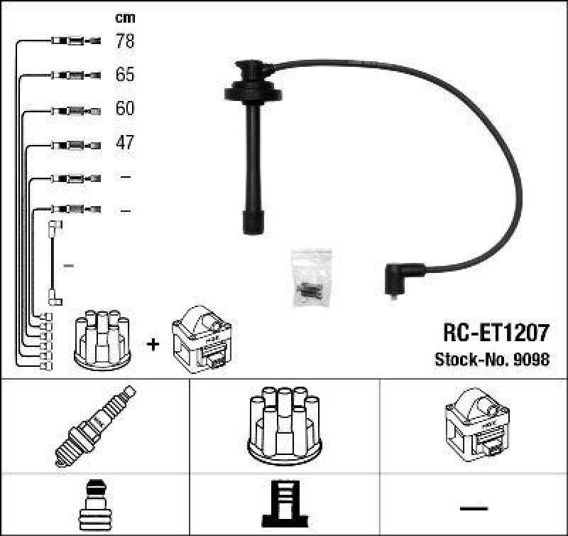 NGK 9098 Zündleitungssatz RC-ET1207 |Zündkabel