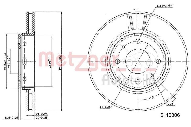 METZGER 6110306 Bremsscheibe Lack/Ks für VOLVO VA