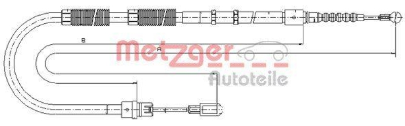 METZGER 10.7535 Seilzug, Feststellbremse für AUDI hinten links/rechts