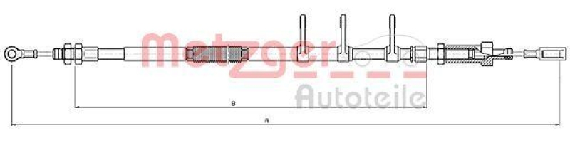 METZGER 10.4741 Seilzug, Feststellbremse für CITROEN/FIAT/PEUGEOT vorne