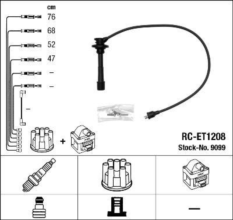 NGK 9099 Zündleitungssatz RC-ET1208 |Zündkabel