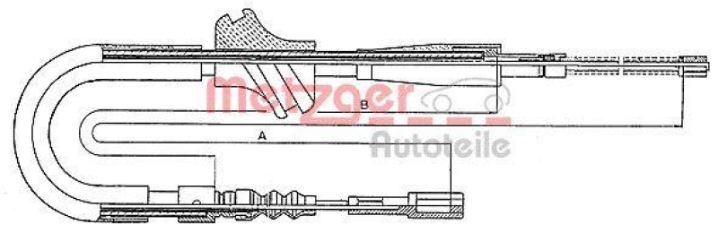 METZGER 10.754 Seilzug, Feststellbremse f&uuml;r AUDI hinten rechts