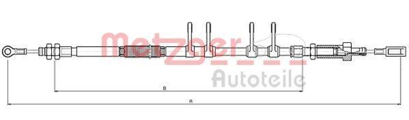 METZGER 10.4743 Seilzug, Feststellbremse für CITROEN/FIAT/PEUGEOT vorne