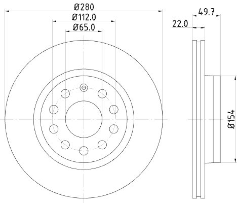 HELLA 8DD 355 127-991 Bremsscheibe für VW/SKODA/AUDI/SEAT