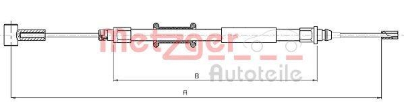 METZGER 10.4745 Seilzug, Feststellbremse für CITROEN/FIAT/PEUGEOT hinten links/rechts