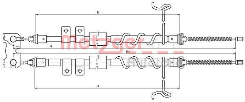 METZGER 10.5334 Seilzug, Feststellbremse für FORD hinten links/rechts