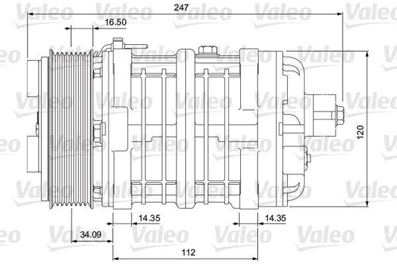 VALEO 815911 Univ. Kompr. TM-16HS 8GR 24V B PAD