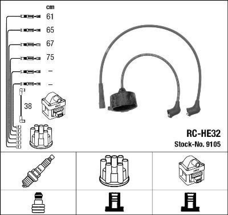 NGK 9105 Zündleitungssatz RC-HE32 |Zündkabel