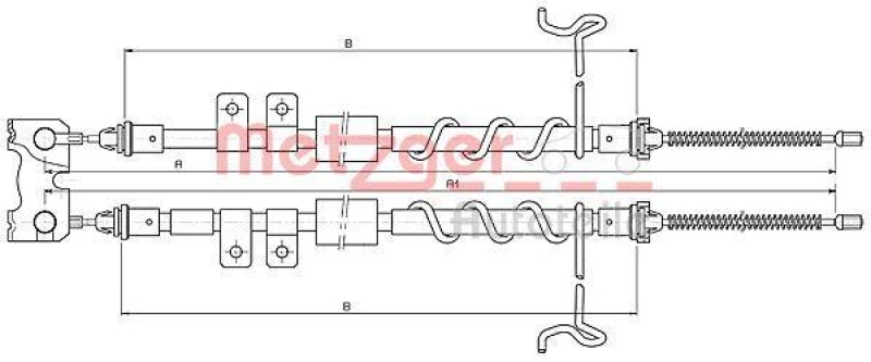 METZGER 10.5335 Seilzug, Feststellbremse für FORD hinten links/rechts