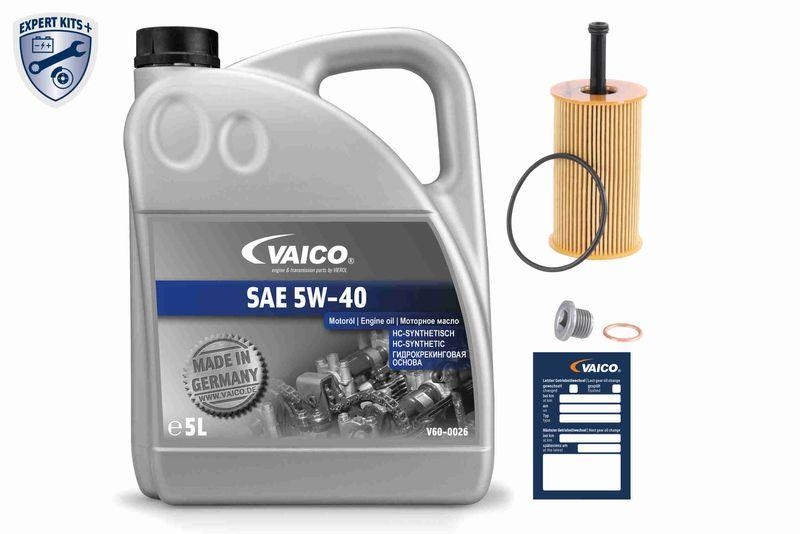 VAICO V60-3015 Teilesatz, Inspektion Sae 5W40 + Filter + Ölablassschraube für PEUGEOT