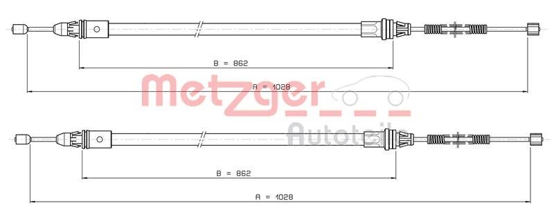 METZGER 10.9337 Seilzug, Feststellbremse für SMART hinten links/rechts