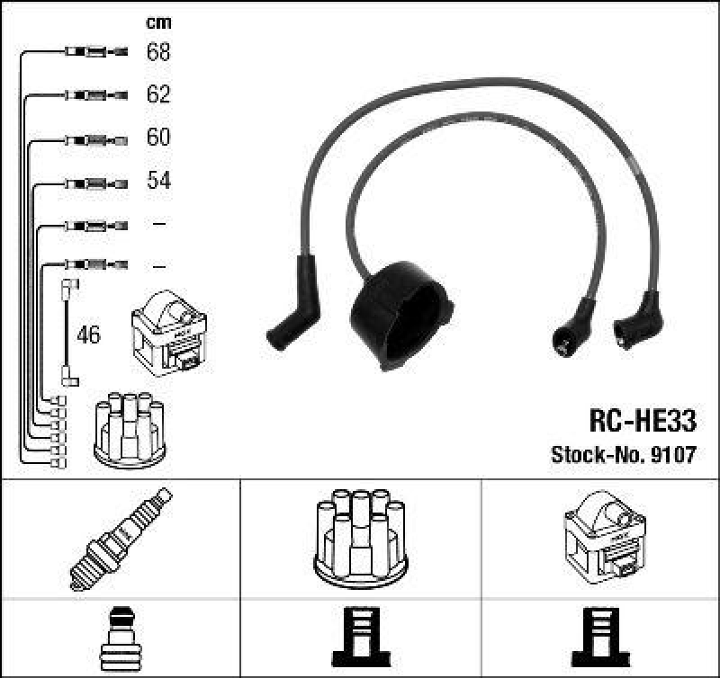 NGK 9107 Zündleitungssatz RC-HE33 |Zündkabel