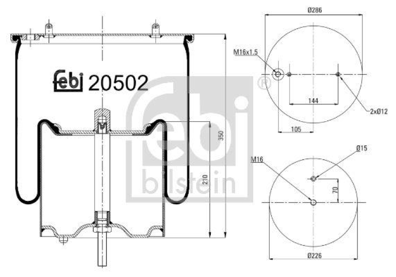 FEBI BILSTEIN 20502 Luftfederbalg mit Stahlkolben für Scania