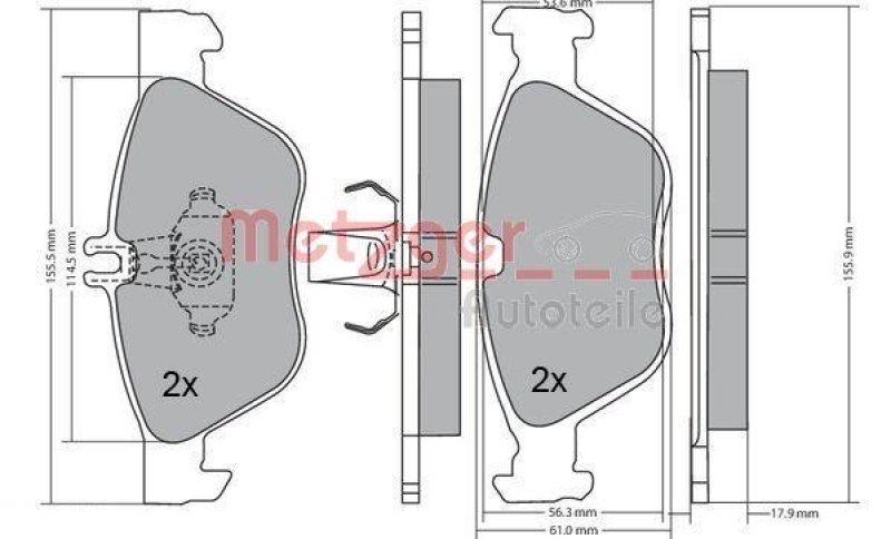 METZGER 1170162 Bremsbelagsatz, Scheibenbremse WVA 21 670