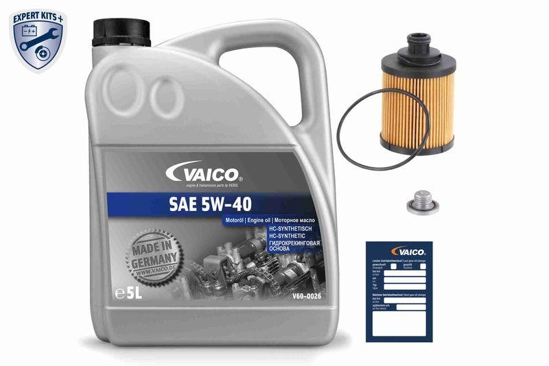 VAICO V60-3017 Teilesatz, Inspektion Sae 5W-40 + Filter + Ölablassschraube Fü für OPEL