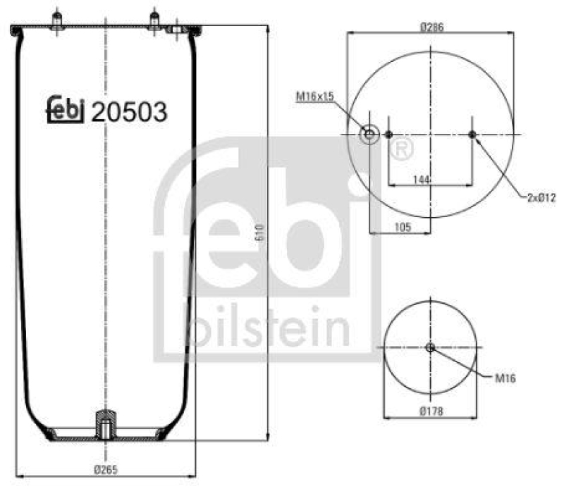 FEBI BILSTEIN 20503 Luftfederbalg ohne Kolben für Scania