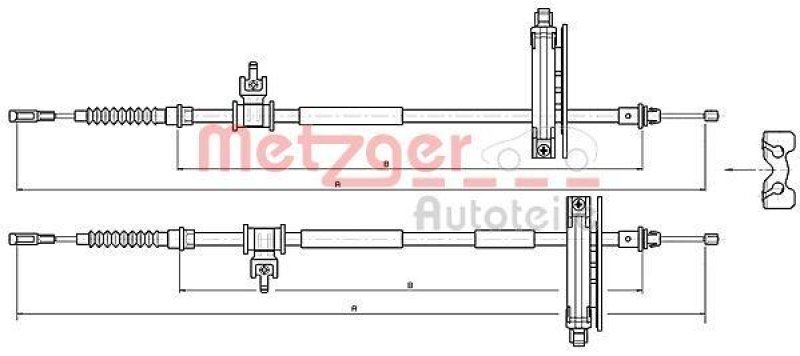 METZGER 10.5359 Seilzug, Feststellbremse für FORD hinten