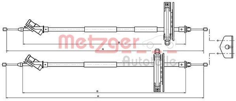 METZGER 10.5361 Seilzug, Feststellbremse für FORD hinten