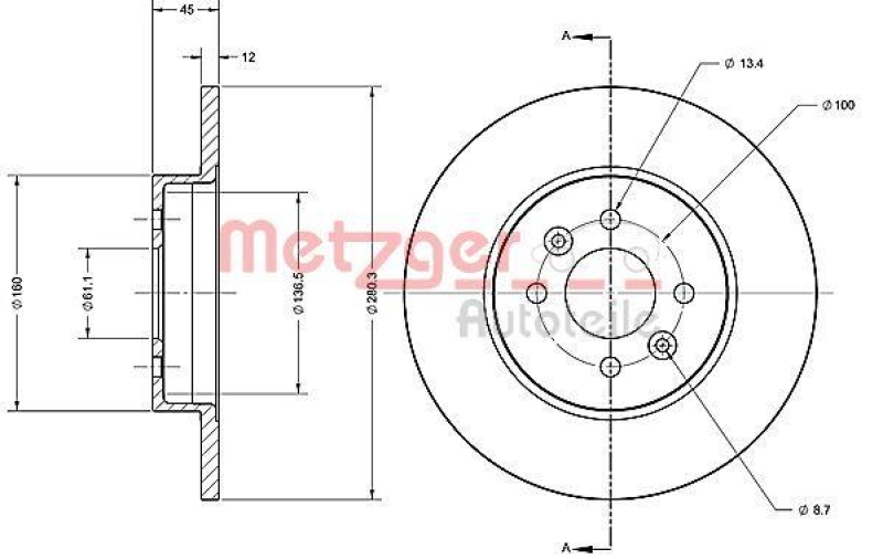 METZGER 6110321 Bremsscheibe Lack/Ks für RENAULT HA