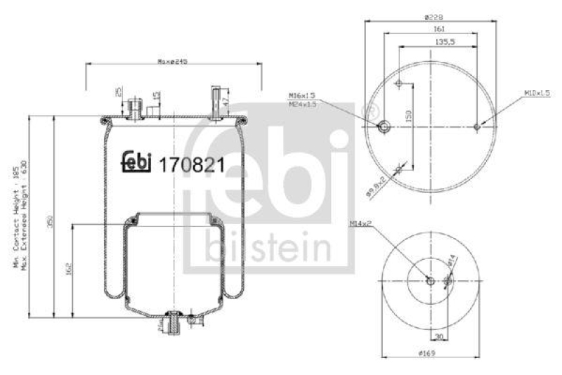 FEBI BILSTEIN 170821 Luftfederbalg mit Stahlkolben für Volvo