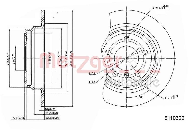 METZGER 6110322 Bremsscheibe Lack/Ks/Ms für BMW HA