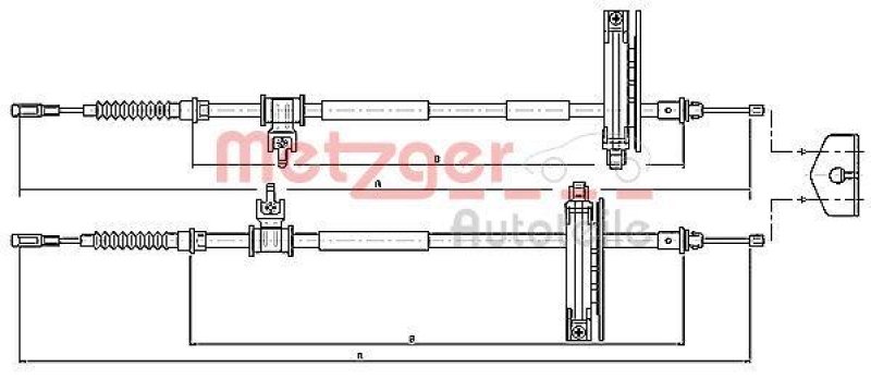 METZGER 10.5362 Seilzug, Feststellbremse für FORD hinten