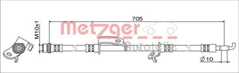 METZGER 4111519 Bremsschlauch für LEXUS/TOYOTA VA links