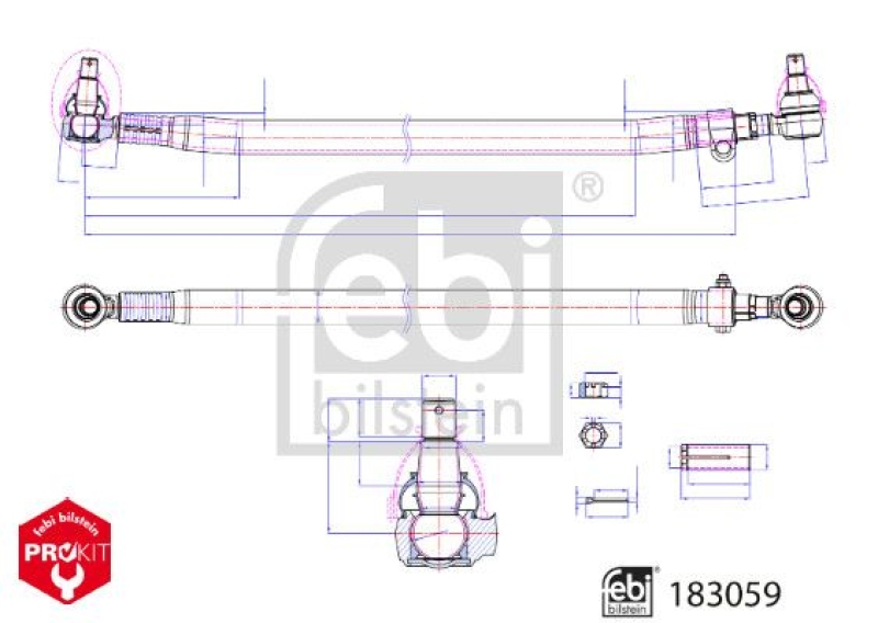 FEBI BILSTEIN 183059 Spurstange mit Kronenmuttern und Splinten für RENAULT (RVI)