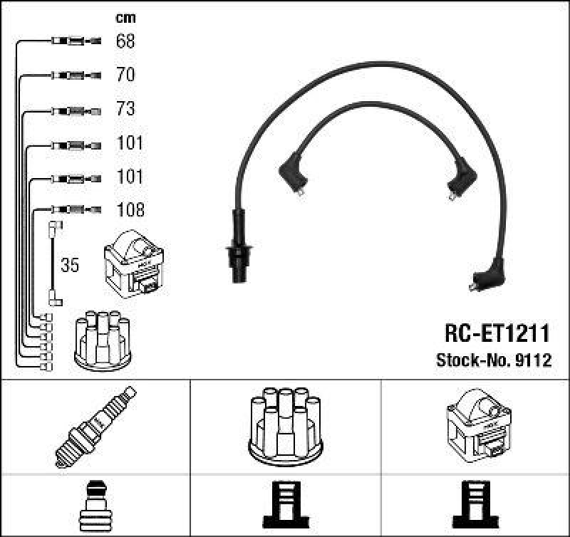 NGK 9112 Zündleitungssatz RC-ET1211 |Zündkabel