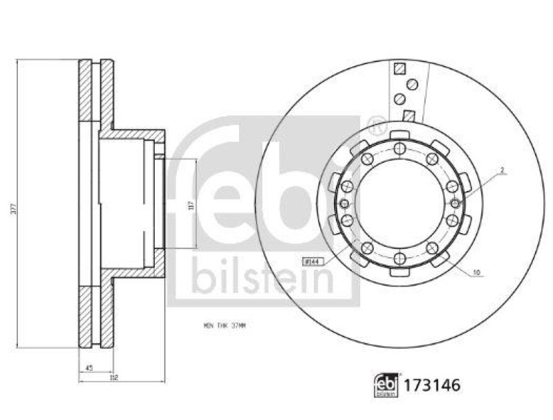 FEBI BILSTEIN 173146 Bremsscheibe für DAF