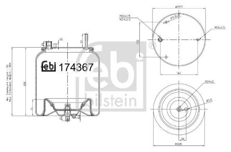 FEBI BILSTEIN 174367 Luftfederbalg mit Stahlkolben und Kolbenstange für Volvo