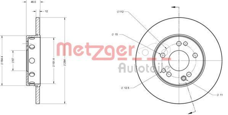 METZGER 6110325 Bremsscheibe Lack/Ks für MB VA