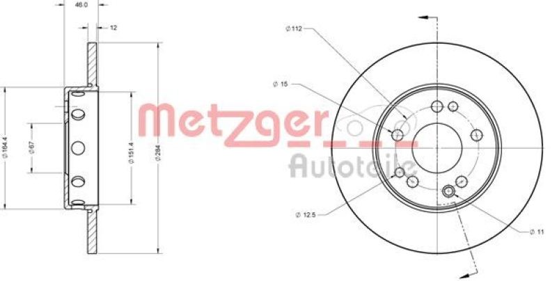 METZGER 6110325 Bremsscheibe Lack/Ks für MB VA