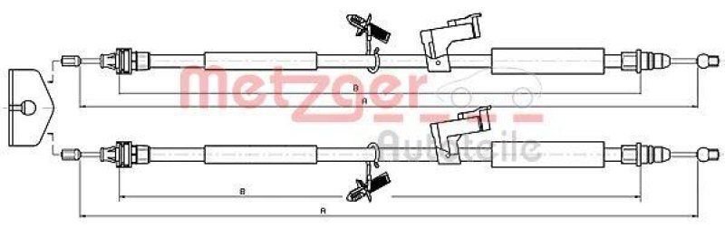 METZGER 10.5368 Seilzug, Feststellbremse für FORD hinten