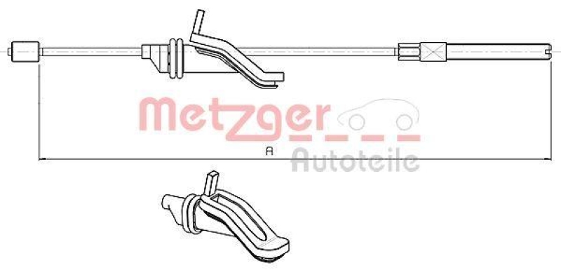 METZGER 10.5369 Seilzug, Feststellbremse für FORD vorne