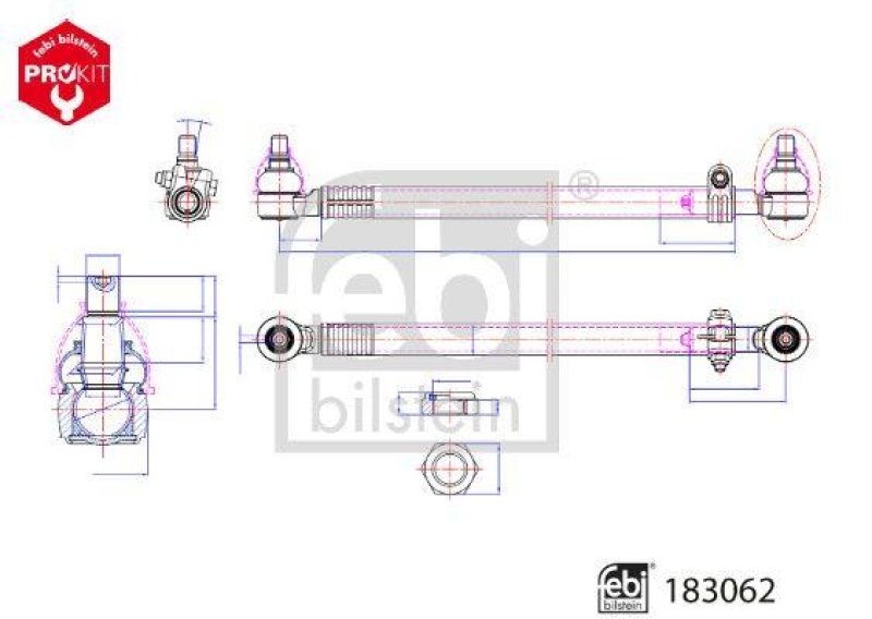 FEBI BILSTEIN 183062 Lenkstange mit Sicherungsmuttern f&uuml;r M A N