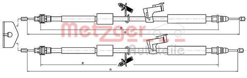 METZGER 10.5370 Seilzug, Feststellbremse für FORD hinten