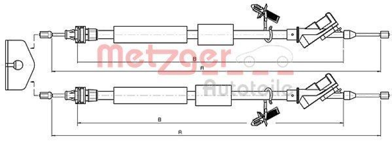 METZGER 10.5371 Seilzug, Feststellbremse für FORD hinten