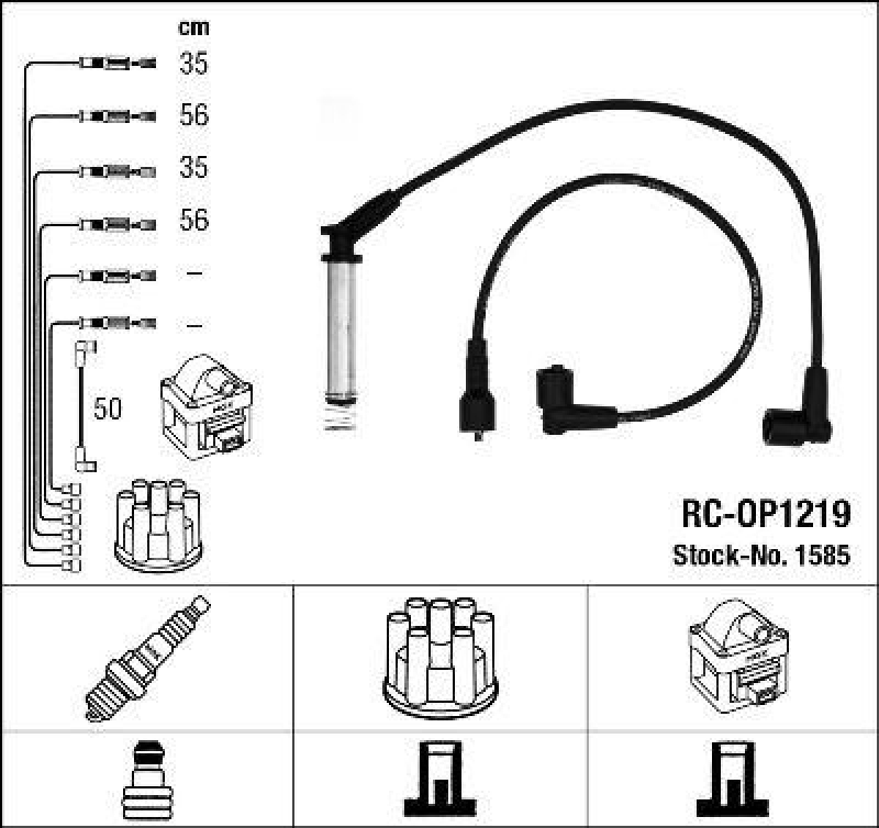 NGK 1585 Zündleitungssatz RC-OP1219 |Zündkabel