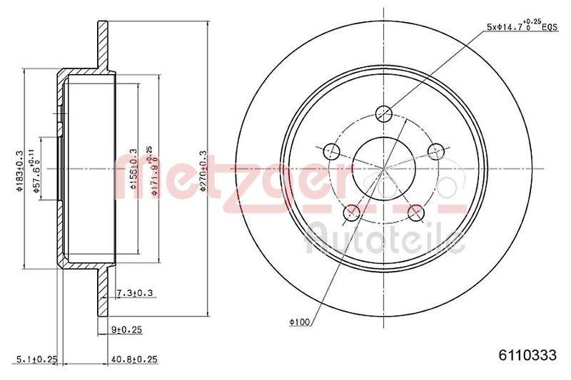 METZGER 6110333 Bremsscheibe Lack/Ks für CHRYSLER HA