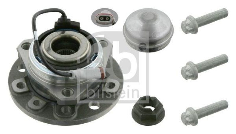 FEBI BILSTEIN 27386 Radlagersatz mit Radnabe, ABS-Sensor und Befestigungsschrauben für Opel