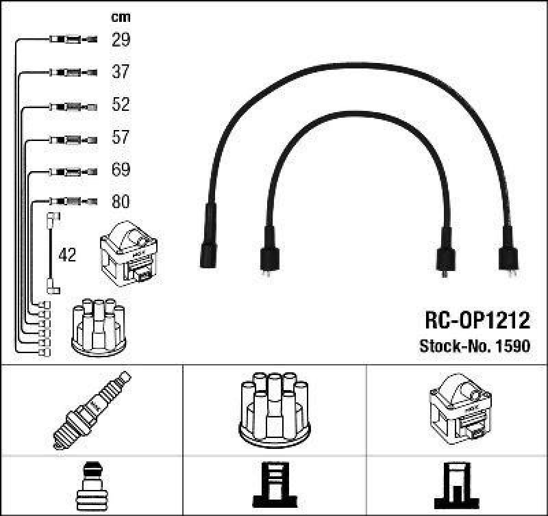 NGK 1590 Zündleitungssatz RC-OP1212 |Zündkabel