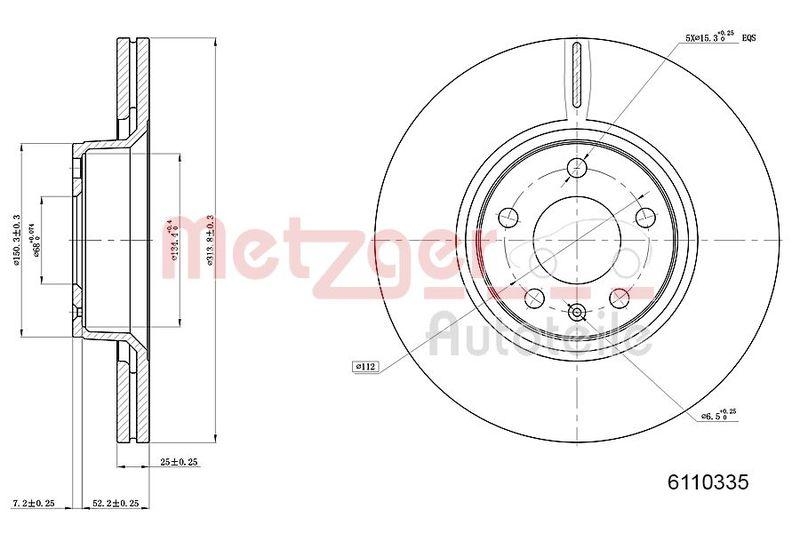 METZGER 6110335 Bremsscheibe Lack/Ks/Ms/Hc für AUDI VA