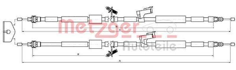 METZGER 10.5452 Seilzug, Feststellbremse für FORD hinten