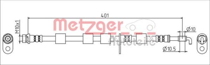 METZGER 4111555 Bremsschlauch für FORD VA rechts