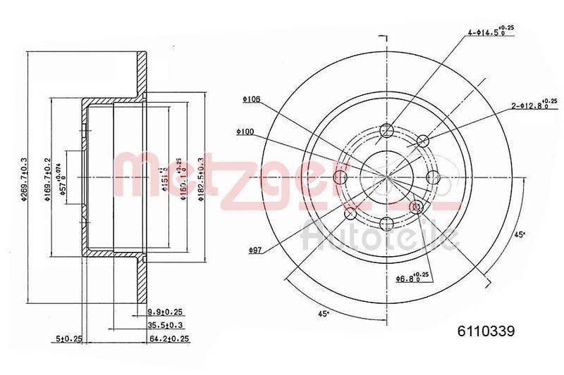 METZGER 6110339 Bremsscheibe Lack/Ks/Ms für OPEL HA