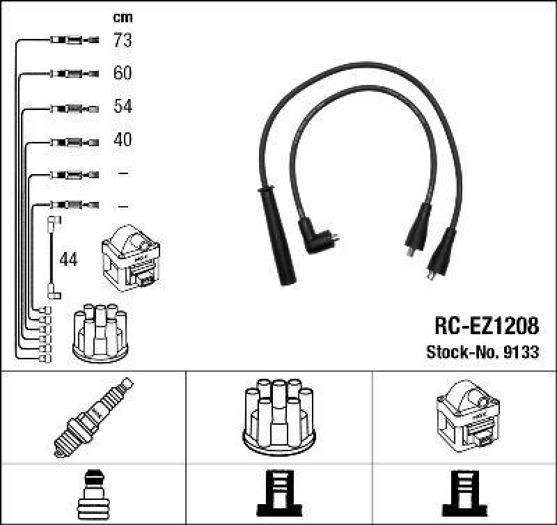 NGK 9133 Zündleitungssatz RC-EZ1208 |Zündkabel