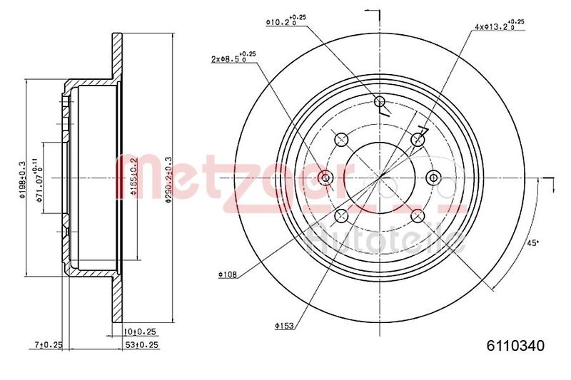 METZGER 6110340 Bremsscheibe Lack/Ks/Ms für PEUGEOT HA