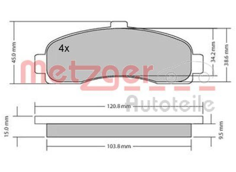 METZGER 1170178 Bremsbelagsatz, Scheibenbremse WVA 21 626